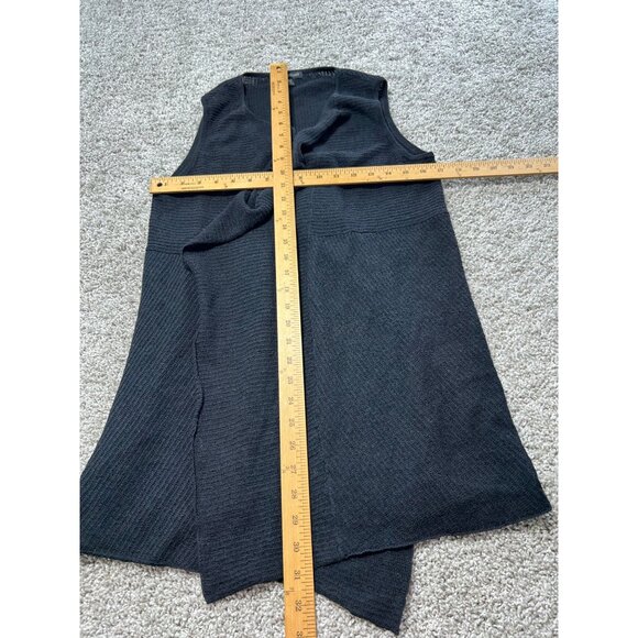 Eileen Fisher Women's Medium Black Open Front Sleeveless Wool Cardigan Vest - Picture 5 of 5